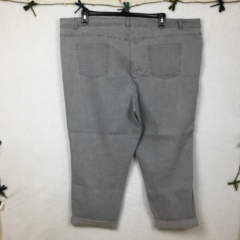 Ruby Rd. Light Gray Wash Sequin & Fray Detail Jean - image 2